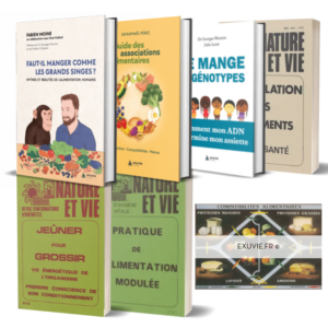 Coffret Nutrition Exuvie regroupant 3 ouvrages essentiels pour comprendre et améliorer votre alimentation, tout en respectant les principes de santé naturelle + 2 livrets exclusifs offerts + un tableaux des combinaisons alimentaires