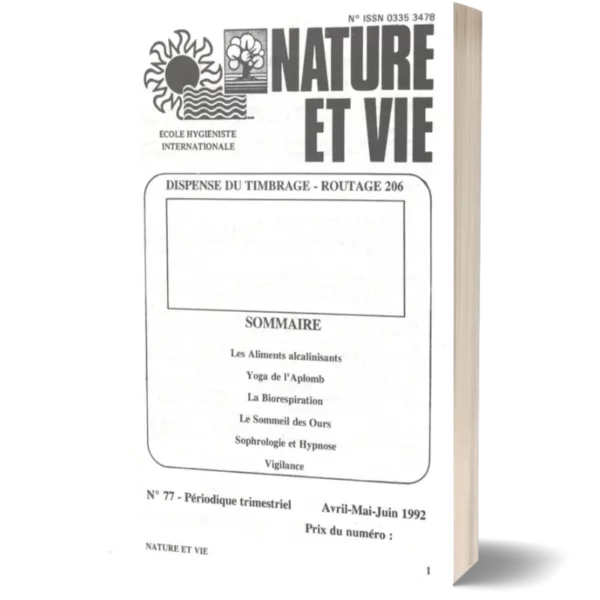 Couv3D - modèle(146) Livret Nature et vie 'Les aliments alcalinisant , Yoga de l'aplomb , la biorespiration , le sommeil des ours , Sophrologie et hypnose , vigilance '