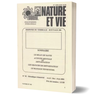 Livret Nature et vie ' Le bilan de santé , activité mentale et detoxination , les sejours de détoxination , le massage tensionnel '