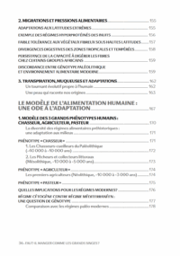 Table des matières du livre 'Faut-il manger comme les grands singes ?' de Fabien Moine