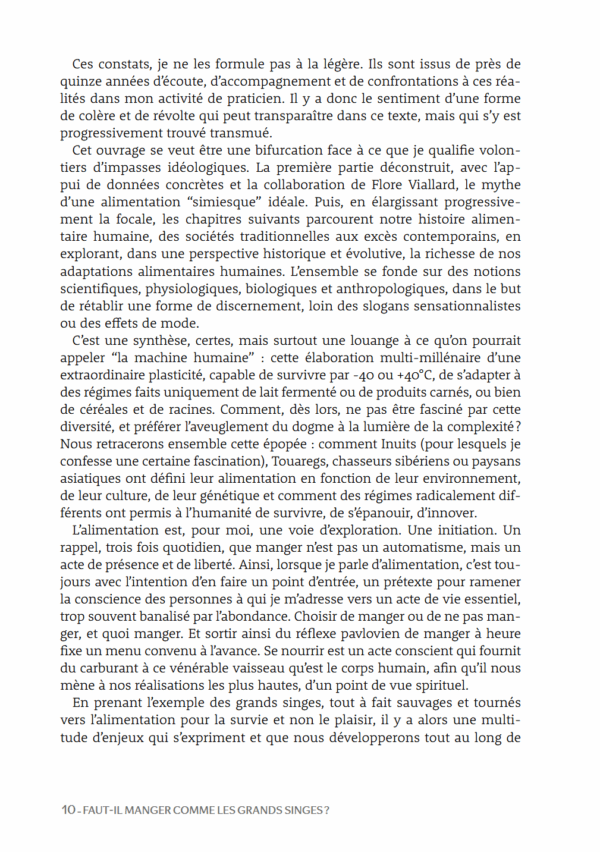 Capture d'écran 2025-09-02 163030 Page de l'avant-propos du livre 'Faut-il manger comme les grands singes ?' de Fabien Moine